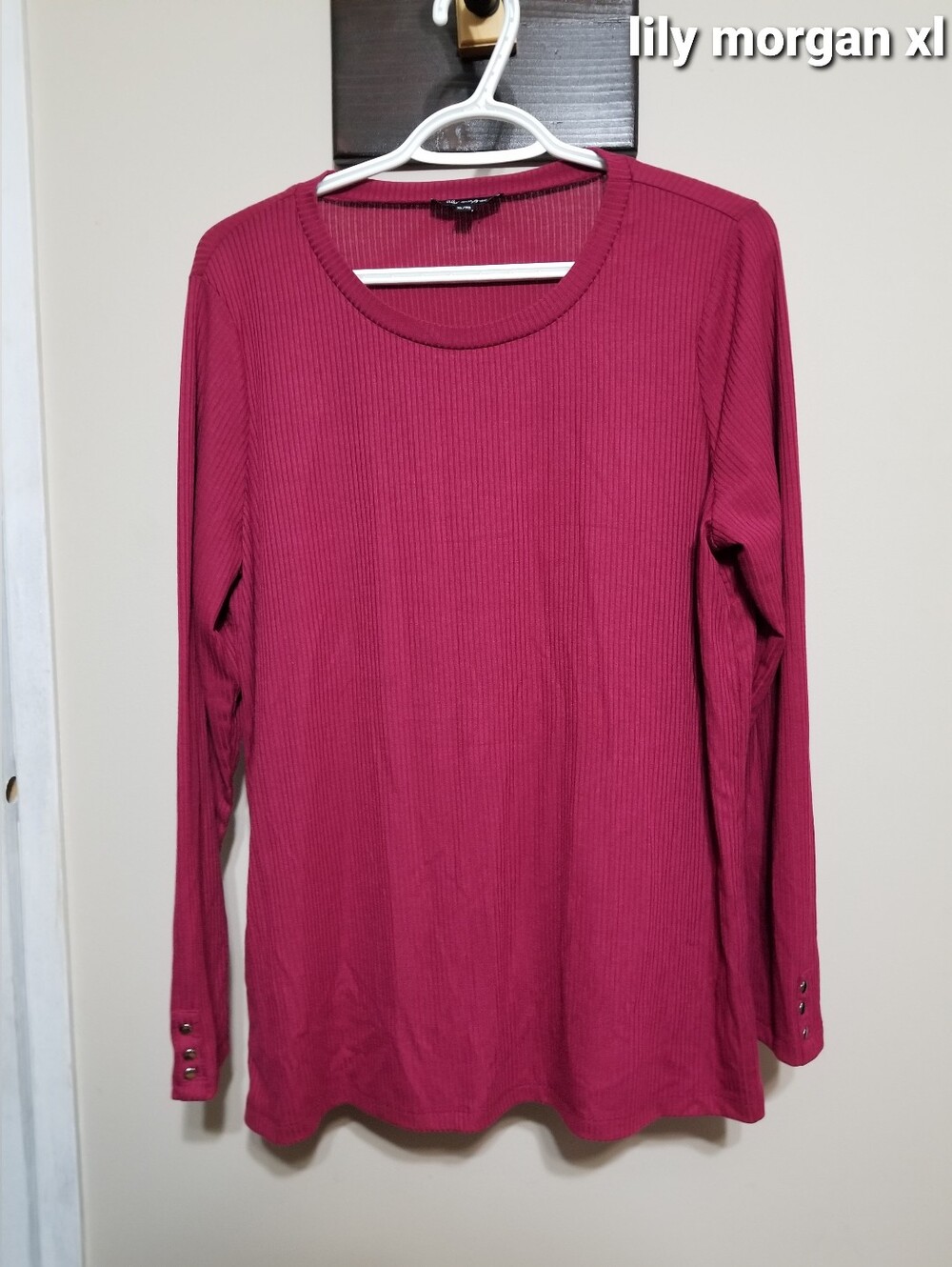Lily Morgan Top XL Burgundy Henley Nwotags